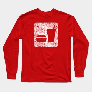 Food Sign with Burger and Drink - Distressed Long Sleeve T-Shirt